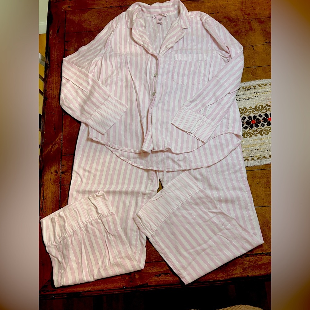 Victoria's Secret Pink and White Striped Pajama Set